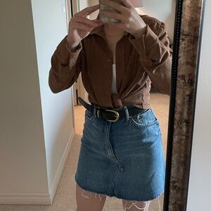 Zara Premium Denim Collection Raw Hem Jean Skirt